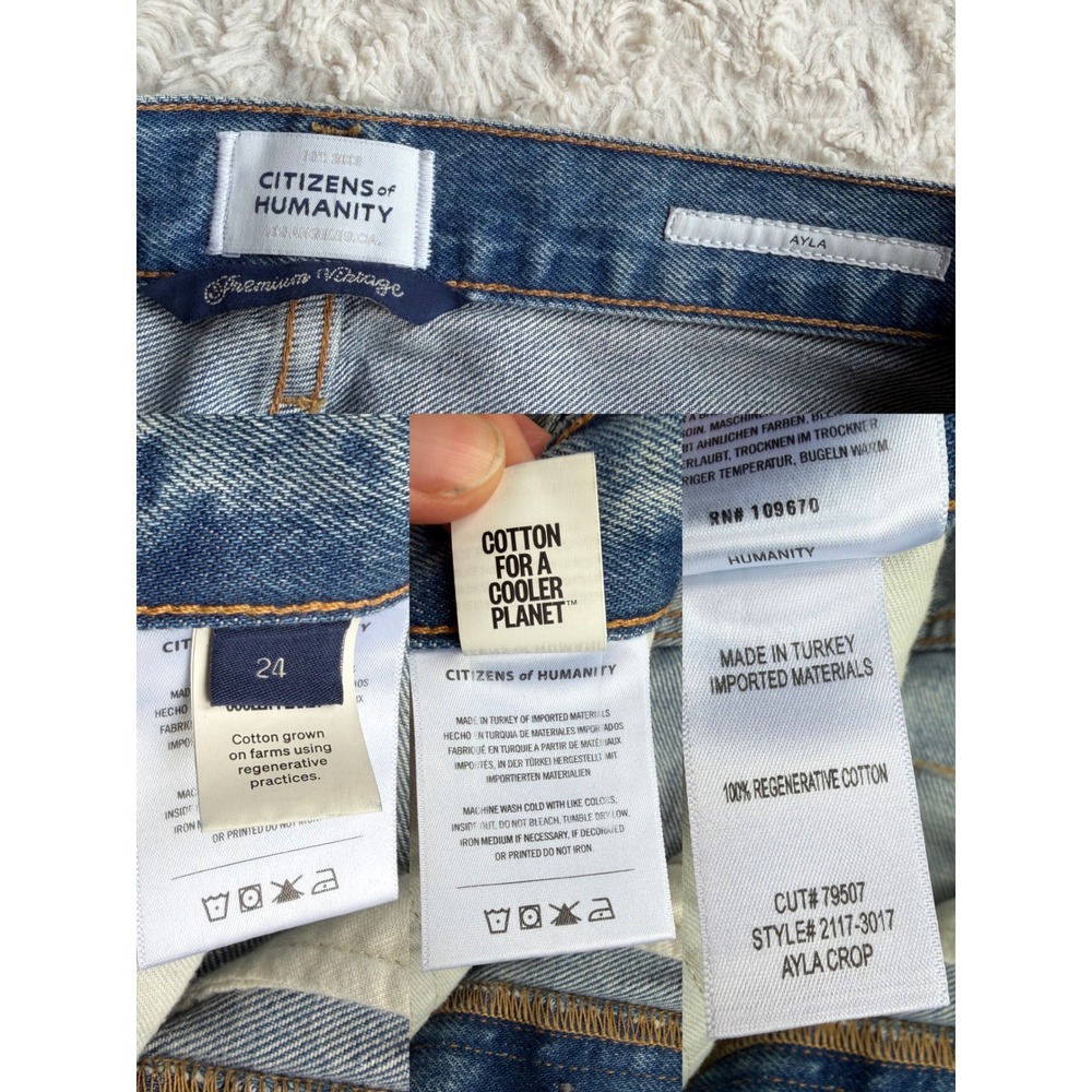 Citizens of Humanity Ayla Raw Hem Crop Jeans Doheny Blue Wide Leg 24 2117-3017 - Picture 2 of 15